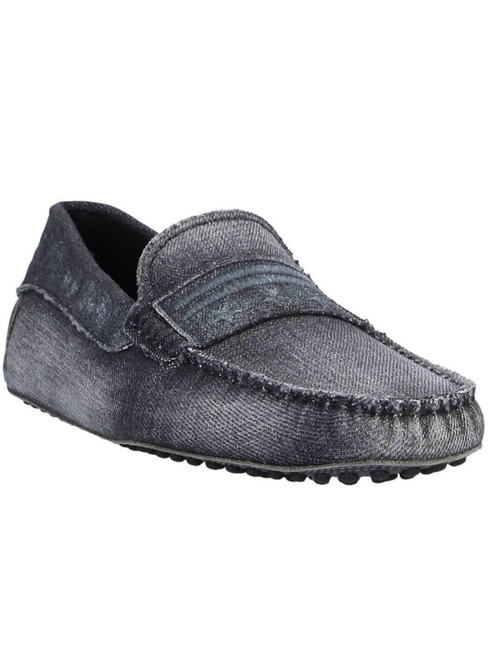 Tod's Men's Gray Denim Penny Loafers
